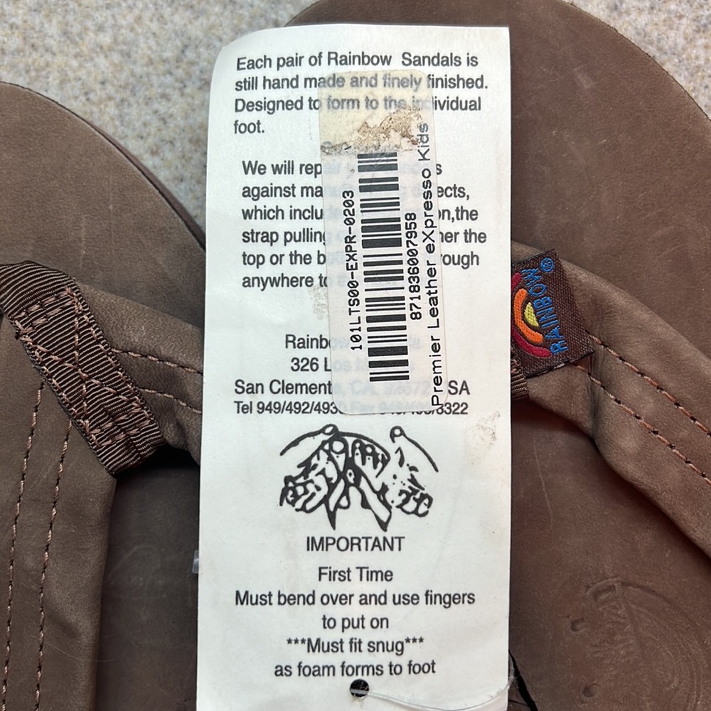 Premier Leather Expresso Brown Kids RAINBOW flip flops Brand New!! - Picture 5 of 9
